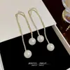 Pendientes de Perlas Sencillos y Exquisitos Estilo Coreano Moda Aguja de Plata 925 Pendientes con Borla Nicho Pendientes de Gama Alta Accesorios para Mujeres