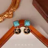 Pendientes de Plata de Ley 925 con Aguja Turquesa Vintage, Lujo Ligero, Gama Alta, Pendientes de Botón Elegantes, Diseño de Nicho, Pendientes Estilo Mediados de Siglo
