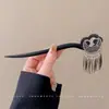 Grampo de Cabelo Flor com Franja Estilo Antigo para Mulheres, Novo Grampo de Cabelo de Alto Padrão Estilo Chinês, Novo Modelo 2024, Grampo de Cabelo para Vestido Ma Face, Acessório de Cabelo