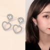 Novedades Japonesas y Coreanas: Aretes de Plata Pura en Forma de Aguja en Varias Formas Geométricas (Círculos, Triángulos), Estilo para colgar en la espalda, Diseño Corazón a Corazón, Pendientes para Mujer