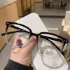 Gafas de moda estilo coreano con montura negra para mujer, aptas para miopía, disponibles con lentes graduados, montura grande para caras grandes, efecto adelgazante