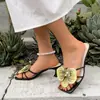 Moda 2025 Novo Estilo Sandálias Flor Salto Fino Salto Alto Chinelo Sandálias Romanas Sandálias Estilo Fada Sandálias Femininas Verão Uso Externo