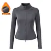 Conjunto de Dos Piezas para Mujer de Primavera y Otoño para Fitness Yoga, Top de Manga Larga con Cremallera y Cuello Alto, Pantalones de Yoga Ajustados de Cintura Alta, Conjunto Deportivo para Mujer