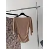 Top de mujer cool y elegante, sin hombros y con mangas acampanadas, tejido romántico francés intelectual y sofisticado