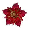 Flores de Natal Personalizadas para Atacado Flores de Magnólia com Lantejoulas de Camada Dupla Cabeças de Flores Artificiais de Natal Decorações de Árvore de Natal Enfeites de Natal