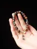 Pulsera Auténtica de Madera Qinan Verde Ágata Malaquita Cristal Fantasma Rojo del Sur Cuentas de Oración Budista Joyería de Madera Vintage de Nicho