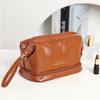 Bolsa de Viagem de Grande Capacidade Bolsa de Cosméticos Celebridade da Internet High-End Feminina Bolsa Pu de Camada Dupla Bolsa Nuvem Cosmética de Couro