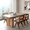 Estilo tranquilo madeira maciça mesa de jantar e cadeira jantar mesa de jantar combinação retangular home designer estúdio log mesa de tabuleiro grande