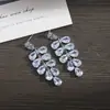 Brincos de Prata S925 com Pino, Zircônia Fresca de Alto Brilho, Borla de Folhas, Brincos Longos, Brincos de Flor para Mulheres