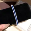 Pulseira Coração de Zircônia Azul Super Brilhante Estilo Ins Coreano Pulseira de Toque de Luxo Leve Pulseira de Temperamento Luxuoso Joia de Mão para Banquete