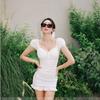 Traje de baño de una pieza para mujer, estilo Ins coreano, nuevo, de alta gama, estilo puro y lujoso, sexy, que cubre la carne, efecto adelgazante, con encaje calado
