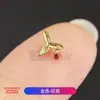 Liga de Titânio F136 Flor de Trevo de Diamante Único Zircônia Inlaid Rosca Interna Stud para Osso da Orelha Stud para Lábio Joia Piercing de Titânio G23
