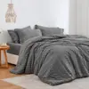 Capa de edredom xadrez seersucker tridimensional item único design de cor sólida de luxo leve macia respirável capa de edredom para cama de solteiro ou casal roupa de cama para casa