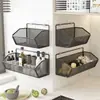 Estante de almacenamiento de pared para cocina, no requiere perforación, multifuncional, para almacenar cebollas, jengibre y ajo, estante colgante de doble capa, estante para verduras y especias