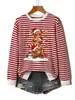 Amazon eBay site independente casual fofo feminino três vacas de Natal empilhadas alto outono e inverno moletom listrado comércio exterior