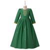 Vestido Musulmán al por mayor en stock del fabricante, Vestido largo de princesa de manga larga verde oscuro, Vestido largo estampado abullonado, Vestido de fiesta