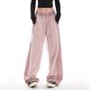 Pantalones Deportivos Casuales Rayados Rosas Estilo Retro Americano para Mujer 2026 Otoño Tendencia High Street Holgados Rectos Caída Sudadera