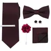 Conjunto de Gravata Masculina, Acessórios para Terno de Negócios, Gravata Vinho de Alta Qualidade com Padrão Paisley, Mais Vendido Transfronteiriço