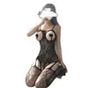 Lencería para Adultos, Medias Negras Sexy para Mujer, Uniforme Abierto, Pijama de Tentación, Talla Grande, No es Necesario Quitarse, Traje de Malla Completamente Transparente