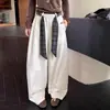 Calças casuais de outono, soltas, modeladoras, versáteis, de perna larga para mulheres, calças casuais curvas de cintura alta com cachecol xadrez vintage