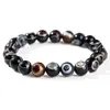 Jingdong Joyería Grado 7A Ágata Ojo de Buey Negro Natural Pulsera de Cuentas Redondas Rayas Negras y Blancas Personalidad Pulsera de Círculo Único Venta al por Mayor