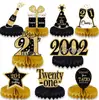 Decoración de Mesa para 16º Cumpleaños Negro Dorado Panal de Abeja Mesa Decoraciones para Fiesta de Cumpleaños Suministros Adornos de Panal para Fiesta