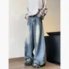 Ventas directas de fábricas transfronterizas: Jeans curvos de pierna ancha estilo americano para hombre, pantalones rectos de corte holgado de moda para primavera y otoño