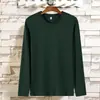 Camiseta de Manga Larga Pesada 180g Color Sólido Interior Casual Personalizada Algodón Camisa Cultural Cuello Redondo Otoño Holgada Camiseta Básica