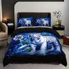 Funda nórdica con estampado HD de tigre blanco, juego de cama de tres piezas azul y rosa, suave y cómoda, exclusiva transfronteriza