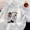 Moletom Cartoon Americano Vibe para Homens e Mulheres Solto Retrô Top para Usar por Baixo no Início do Outono Jaqueta Grossa com Forro de Lã para Casal