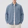 Camisa retro americana lavada de manga larga nueva 2026, prenda exterior para hombre, estilo japonés, corte recto holgado, marca de moda