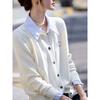 Cardigan Love Novo Estilo Coreano Primavera e Outono Redutor de Idade Gola Camisa Francesa Temperamento Camisola em Camadas Falsa de Duas Peças Tendência
