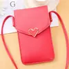 Nuevo estilo de moda, bolso cruzado con cierre, pantalla táctil transparente para teléfono móvil, billetera femenina, retro, estudiante, color sólido, hebilla, billetera pequeña