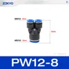 Conector neumático de plástico azul en T PY6 tubo de gas inserción rápida PW junta rápida PEG12-8/4/10 reductor