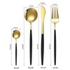 Conjunto de quatro peças de faca e garfo de aço inoxidável transfronteiriço, faca e garfo de bife pintados da Amazon, colher de chá, dourado