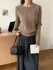 Suéter de cuello redondo de manga larga estilo coreano, top de punto trenzado para mujer, nuevo diseño otoño/invierno, versátil y favorecedor, perfecto como capa base