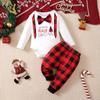 Fábrica de Origen - Ropa de Bebé para Navidad, Pelele de Manga Larga + Cuadros Rojos