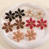 Pendientes de Flor de Rosella con Aguja de Plata 925 Estilo Francés Vintage Estilo Hong Kong Esmalte Flor Roja Pendientes de Botón Flor Pequeña Tridimensional Joyería