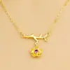 Accesorios transfronterizos: pendientes, anillos y collar de oro vietnamita en arena, conjunto de tres piezas, collar de flores de latón chapado en oro, joyería de oro de imitación.