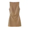 Vestido Mini de Cuero con Efecto Adelgazante Elegante de Moda para Mujer Estilo Europeo y Americano Transfronterizo 2026 4764201