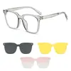 Nuevo juego de lentes magnéticos con tres clips gafas de sol para conducir montura grande de gafas se puede equipar con montura de gafas para miopía transfronterizo
