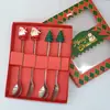 Juego de Cubiertos de Acero Inoxidable Cuchara y Tenedor Navideños Transfronterizos Papá Noel Árbol Cuchara de Postre Dibujos Animados Creativo Set de Regalo Navideño