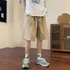 Shorts Caqui Estilo Japonês Masculino Verão Cityboy Casual Calça Esportiva Solta Fina Cor Lisa Calça Cargo de Cinco Pontos