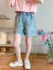 2024 Shorts Infantis Verão Novo Jeans Estilo Coreano Roupas Infantis Calças Elegantes Calças Cinco Pontos
