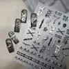 Pegatinas para Uñas Estilo Gótico Oscuro de Hierro M1221 Muñeca de Conejo Dulce Fresca Retro Blanco y Negro Correa de Hueso Pegatinas para Uñas