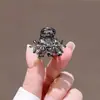 Pequeño Pasador de Pelo con Lazo de Cristal Estilo Coreano Pinza de Pelo Negra Elegante Pasador de Aleación Clip para Flequillo de Frente