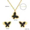 Conjunto de Brinco e Colar Borboleta Compacto de Luxo Leve para Comércio Exterior, Brincos e Corrente para Clavícula de Aço Inoxidável 18K, Moderno e Versátil para Mulheres
