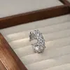 Anillo Abierto Personalizado para Mujer con Baño de Oro Real y Circonitas Micro-pavimentadas, Anillo Geométrico de Cruz de Gama Alta Estilo Ins para Dedo Índice