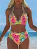Bikini de dos piezas para mujer, nuevo estilo europeo y americano 2027, de cintura alta, push-up, sexy con cuello halter, para vacaciones en la playa