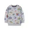 Nueva sudadera de otoño para niños estilo europeo y americano con estampado de coche, jersey infantil de cuello redondo, top infantil de manga larga a la moda